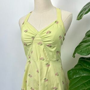 Vintage Embroidered Halter Cherry Dress